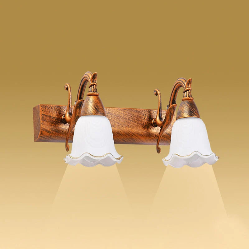 Bathroom Vanity Light White Glass Downward-Facing Damp-Room Suitable