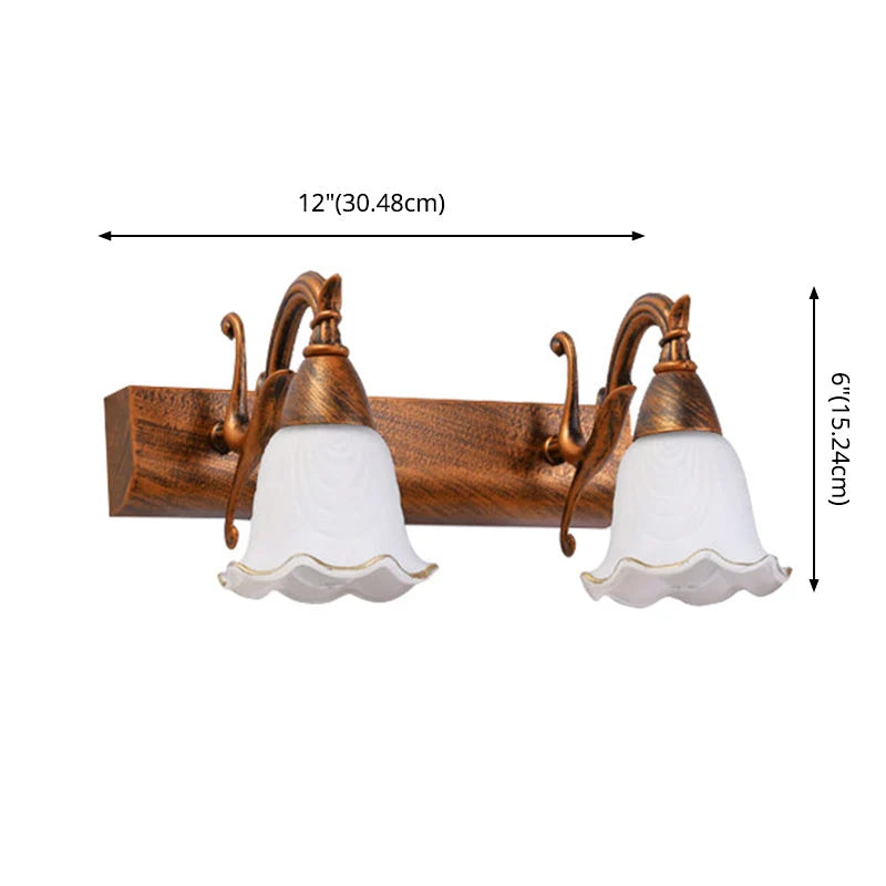 Bathroom Vanity Light White Glass Downward-Facing Damp-Room Suitable