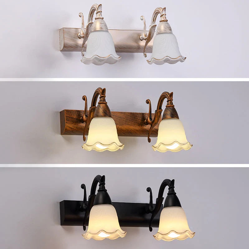 Bathroom Vanity Light White Glass Downward-Facing Damp-Room Suitable