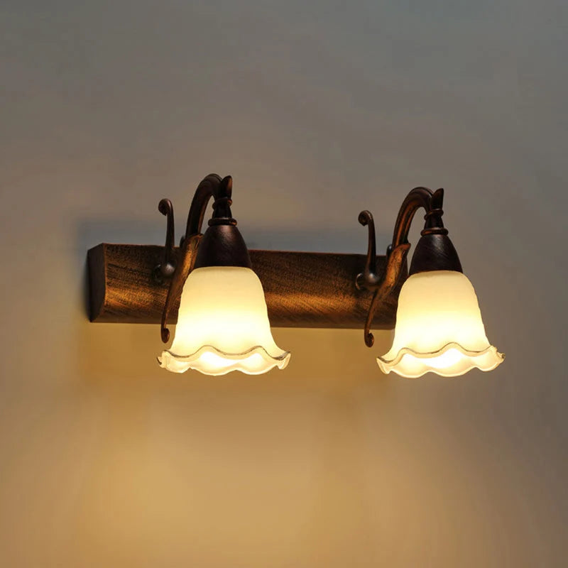Bathroom Vanity Light White Glass Downward-Facing Damp-Room Suitable