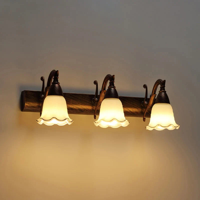 Bathroom Vanity Light White Glass Downward-Facing Damp-Room Suitable