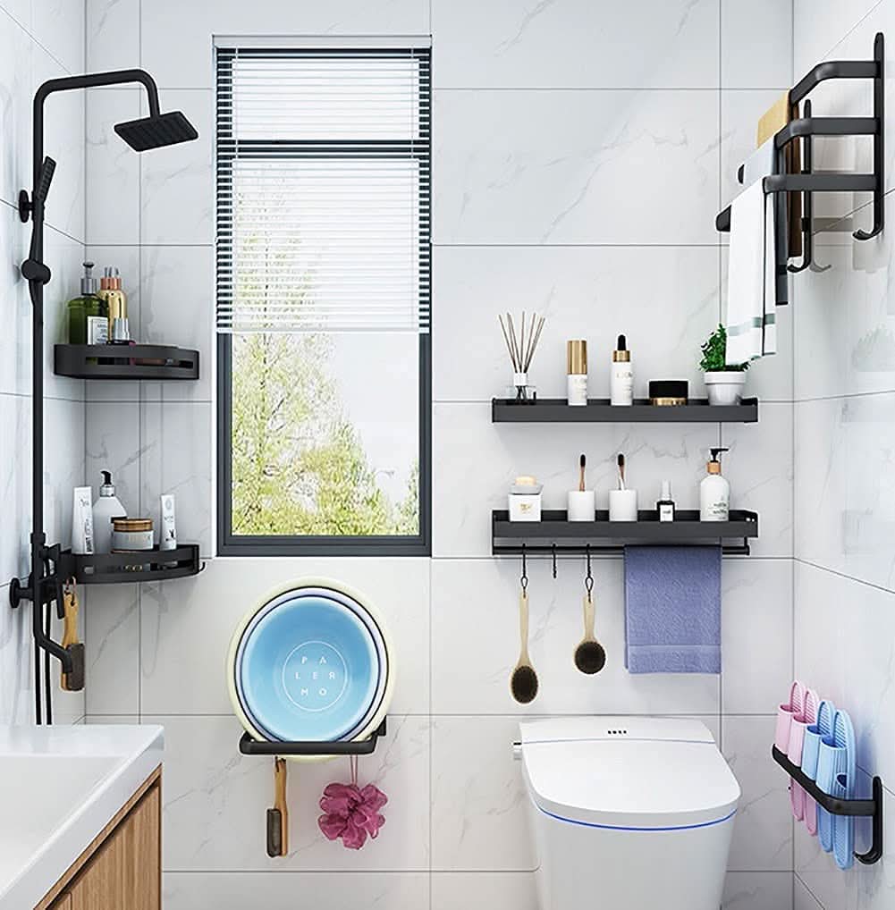 Bathroom Wall Rack Aluminum Space-Saving Towel Storage