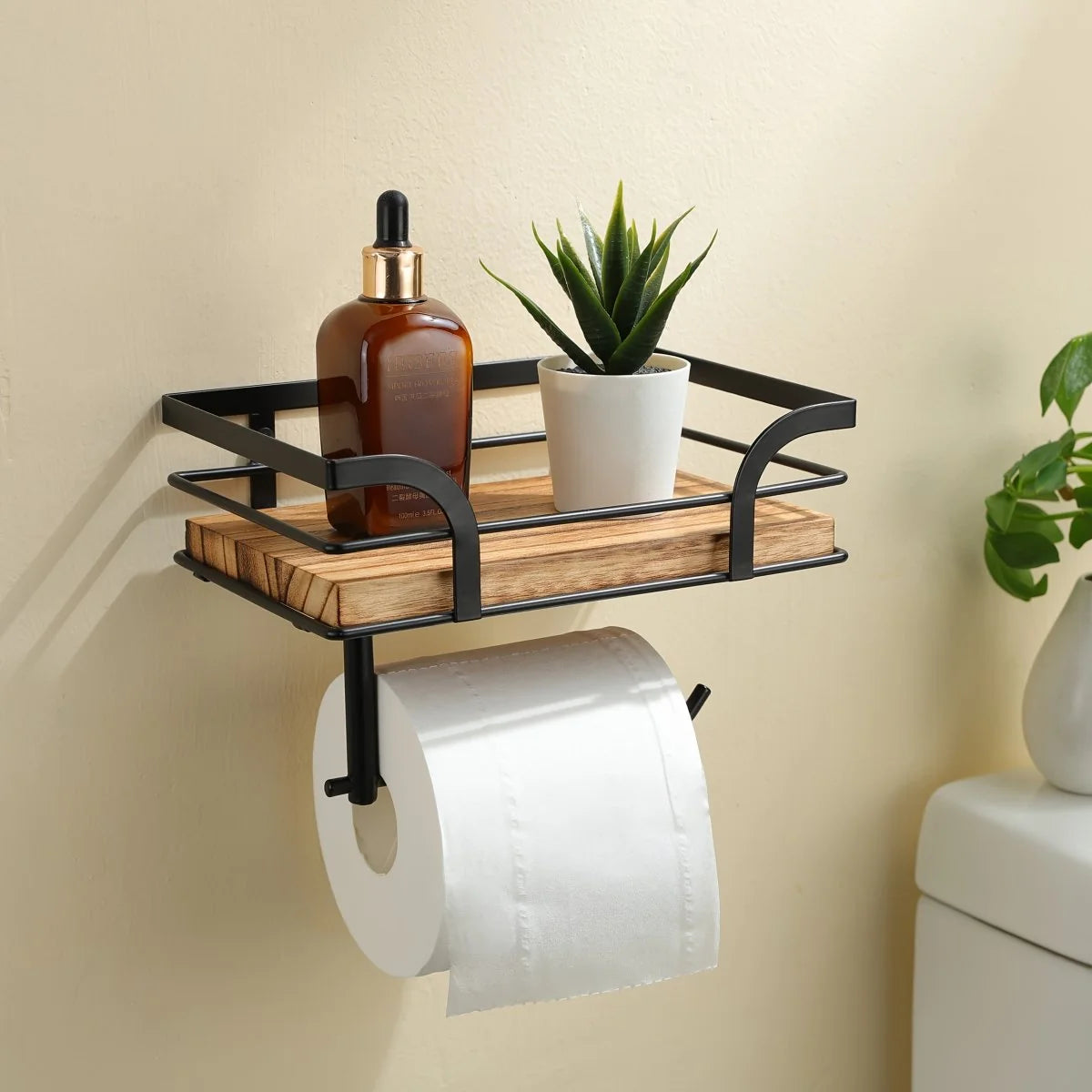 Bathroom Wall Shelf Wrought Iron Multifunctional Towel Holder