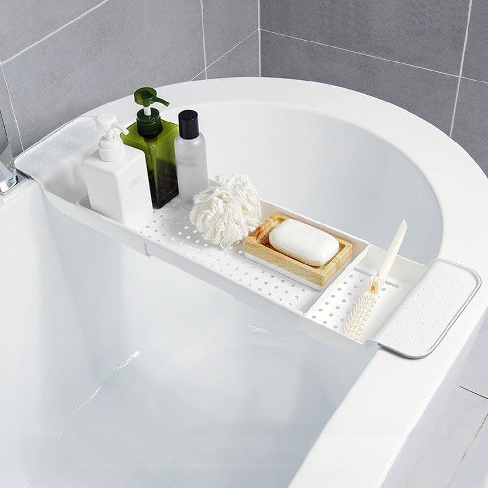 Bathtub Caddy Extendable Double-Layer Draining Shelf
