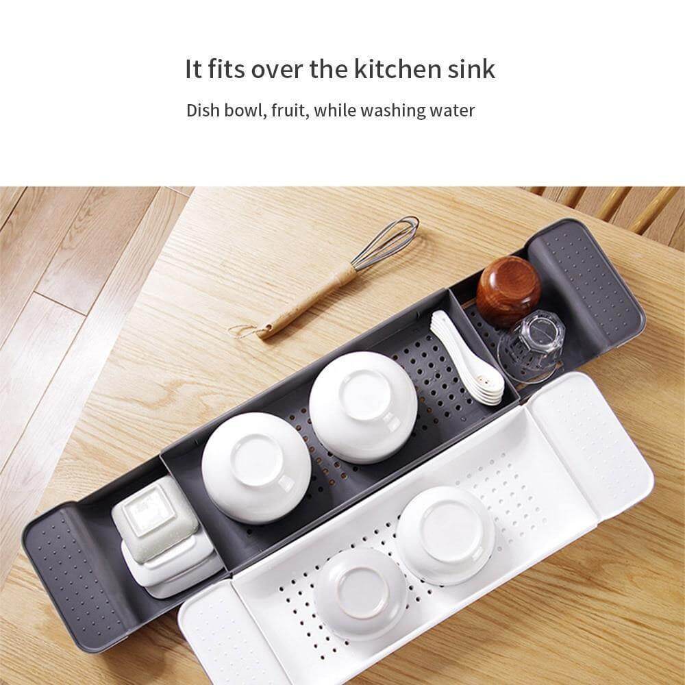 Bathtub Caddy Extendable Double-Layer Draining Shelf