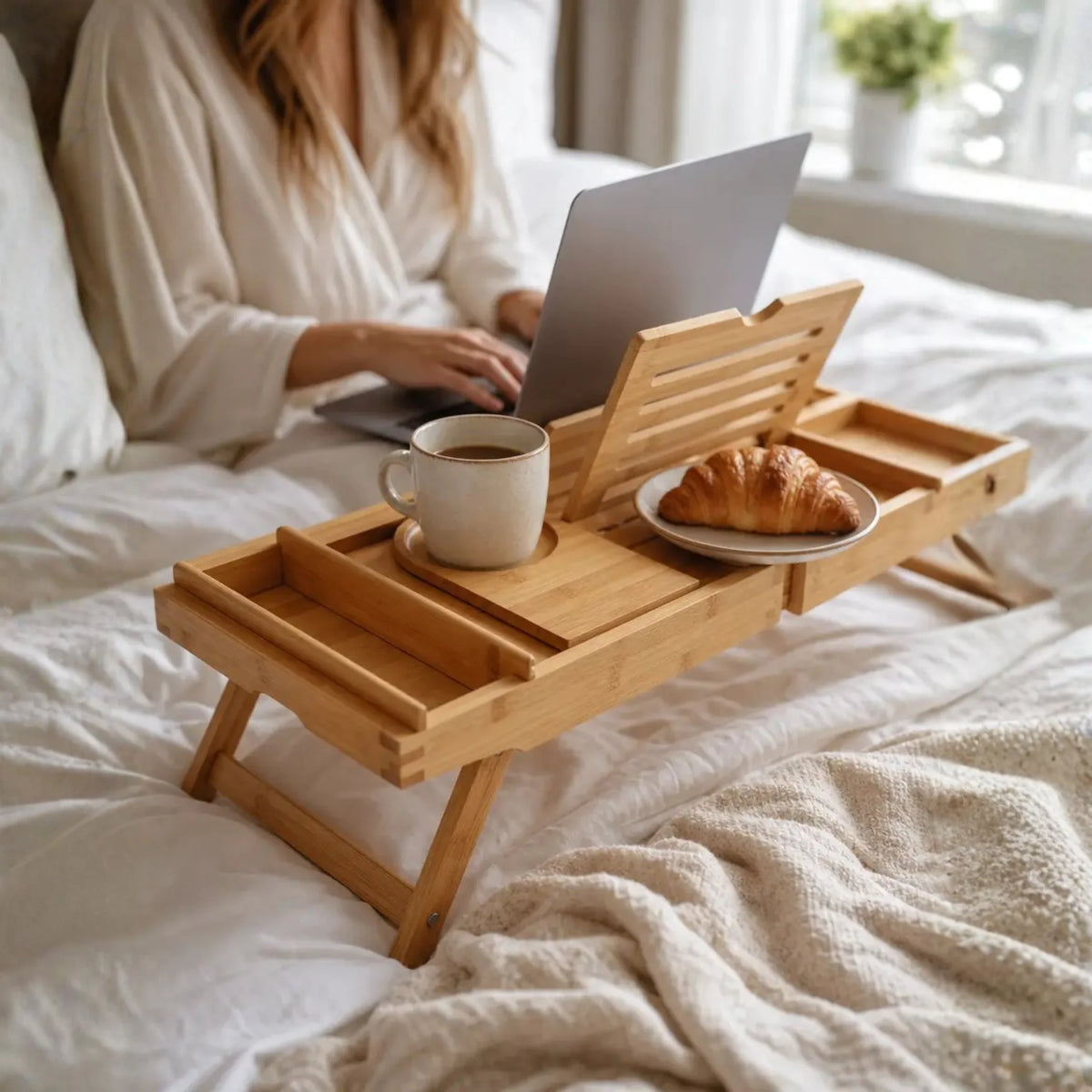 Bathtub Tray Expandable Bamboo Tablet & Device Slots