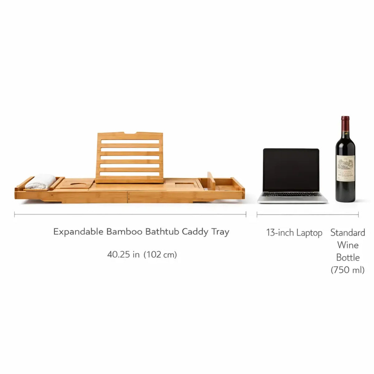 Bathtub Tray Expandable Bamboo Tablet & Device Slots