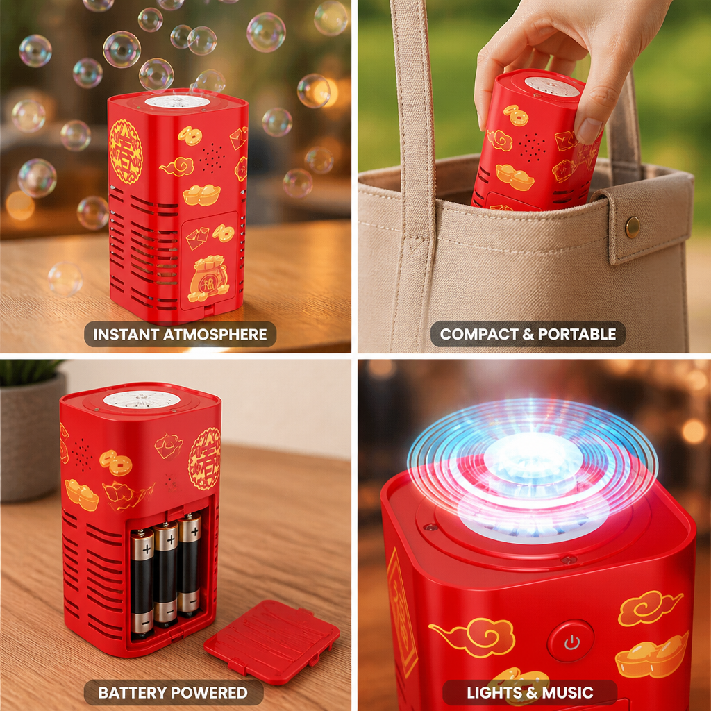 Battery-Operated LED & Music Bubble Machine