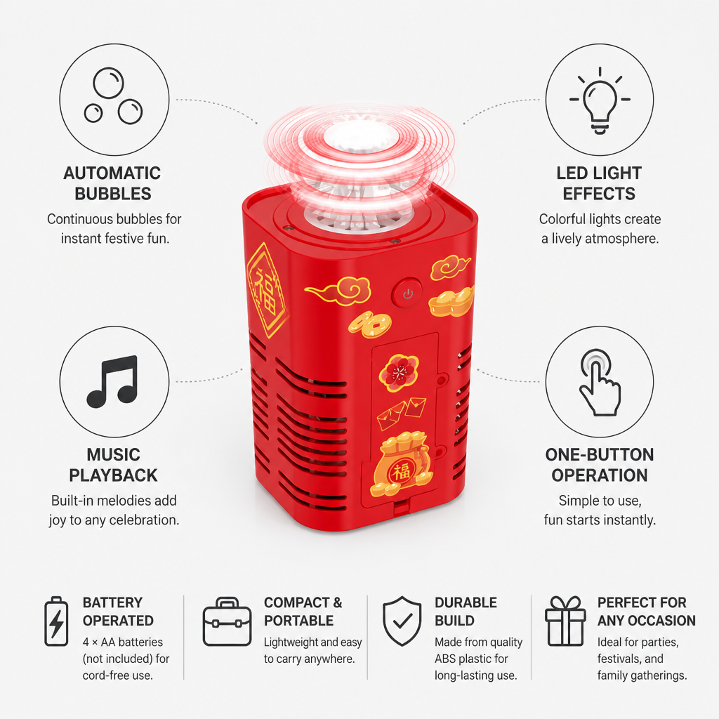 Battery-Operated LED & Music Bubble Machine