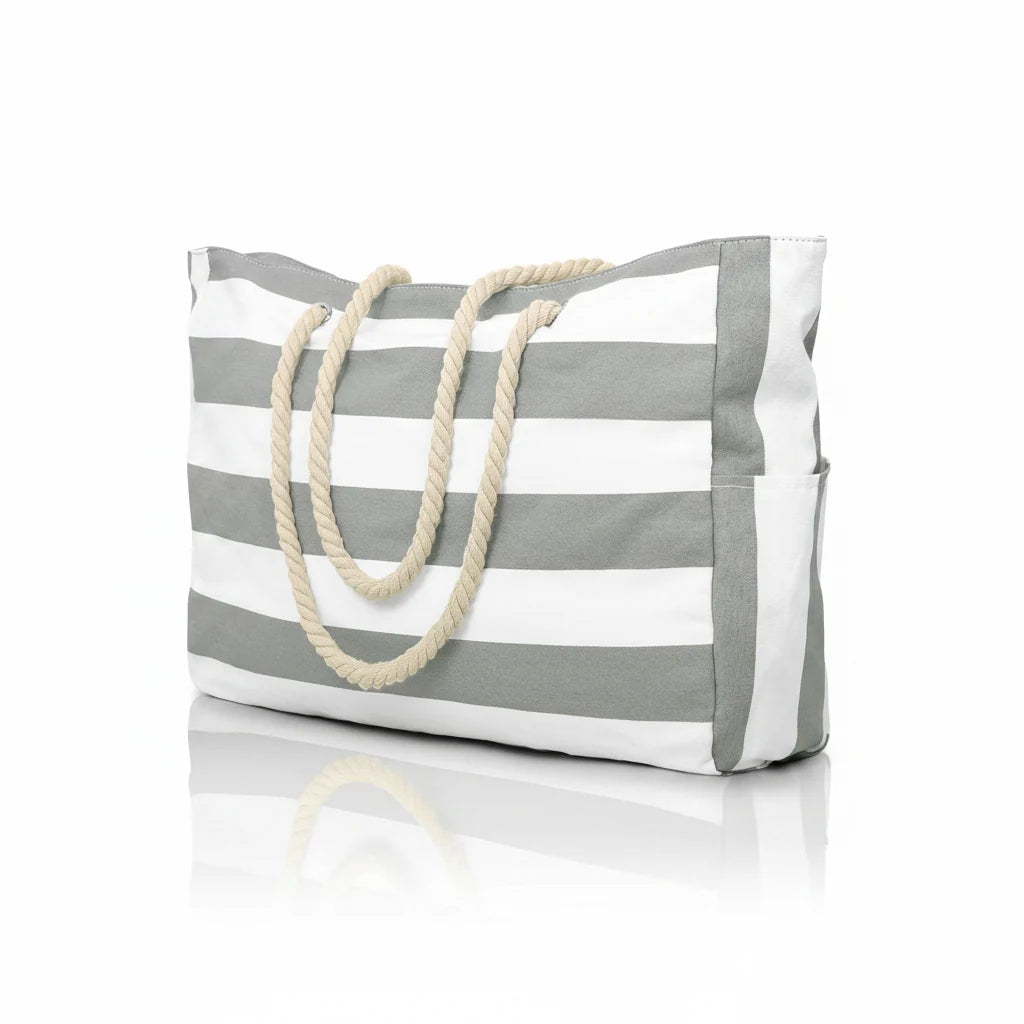 Beach Tote Bag Water-Resistant Foldable Zippered Multiple Pockets