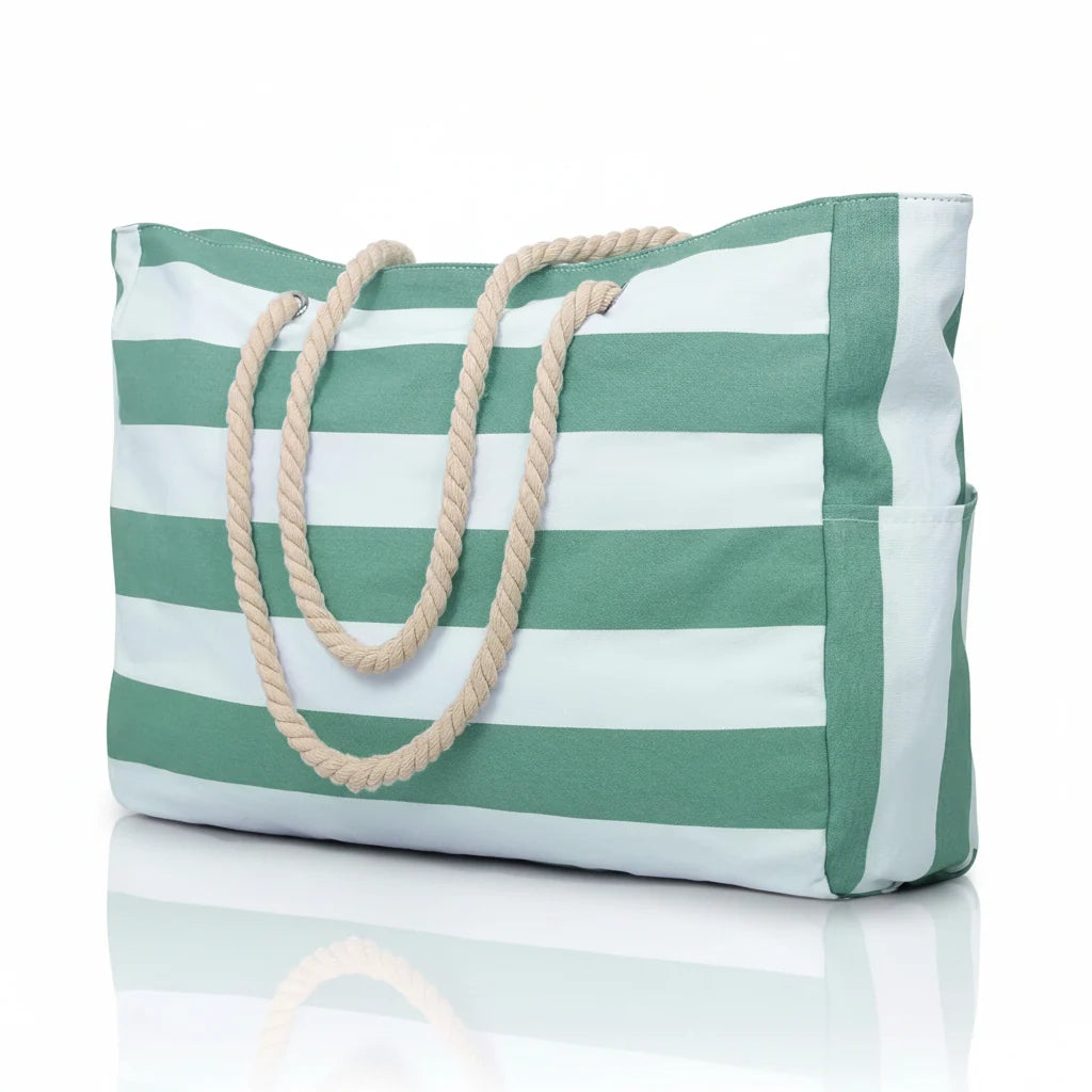 Beach Tote Bag Water-Resistant Foldable Zippered Multiple Pockets