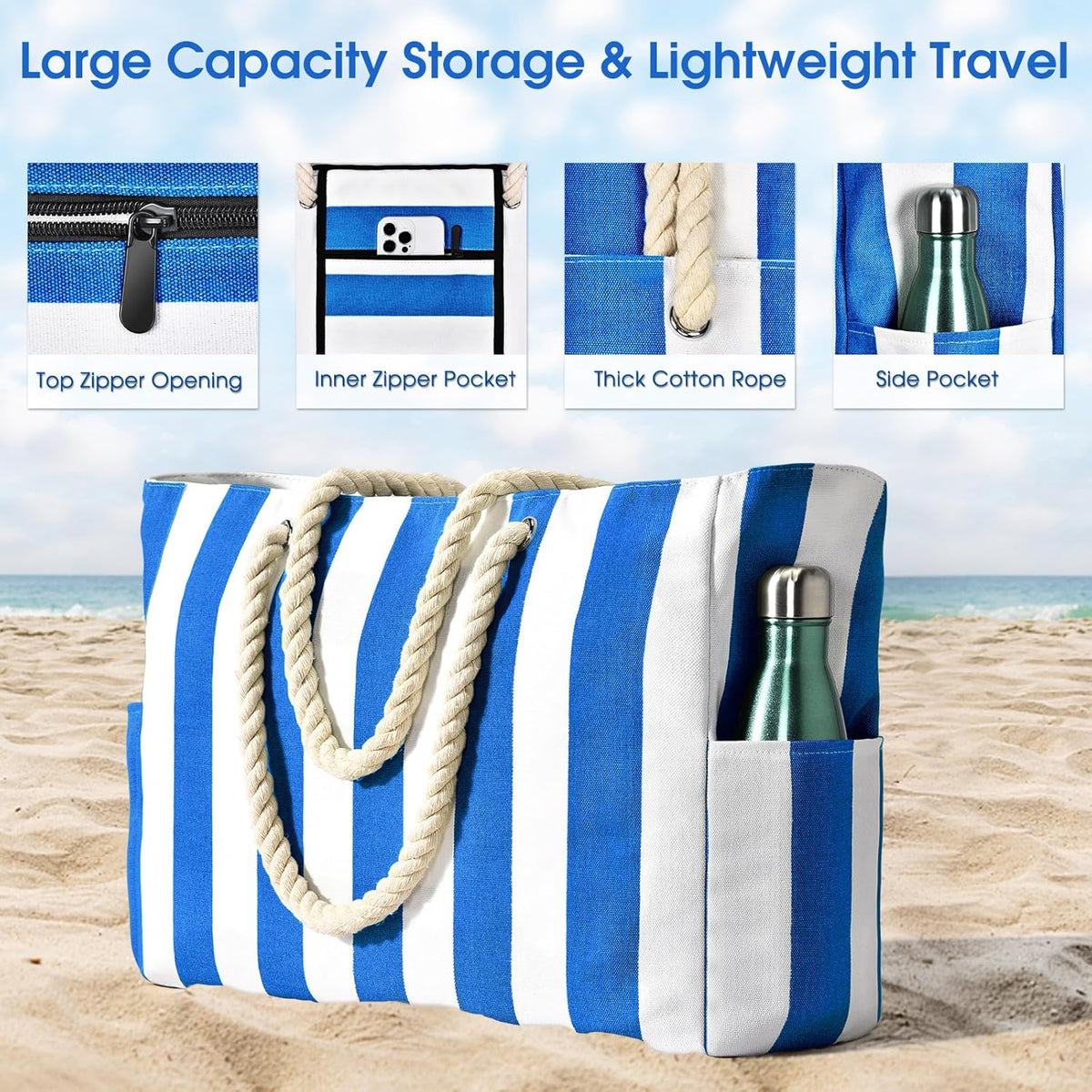 Beach Tote Oversized 20 L Waterproof & Sand-Resistant