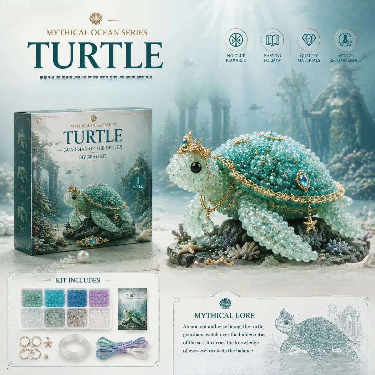 Bead Making Kit Ocean-Themed Glue-Free With Tools