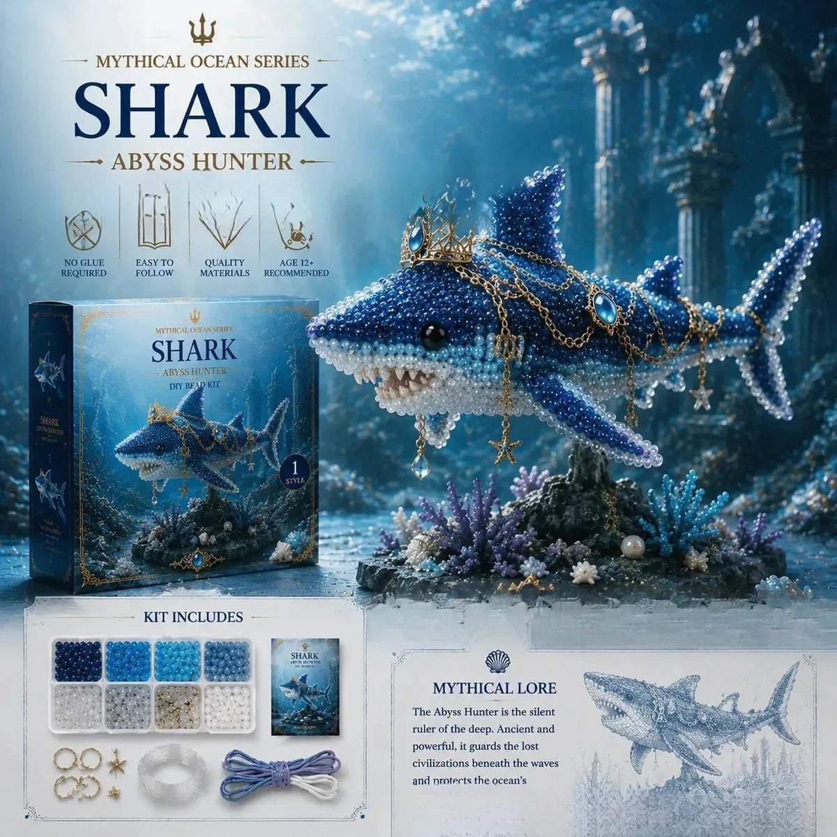 Bead Making Kit Ocean-Themed Glue-Free With Tools