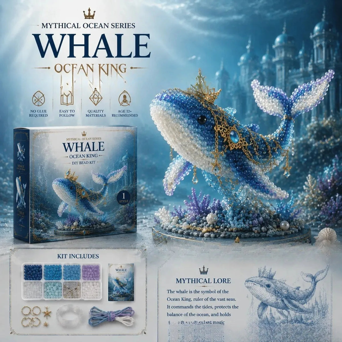 Bead Making Kit Ocean-Themed Glue-Free With Tools
