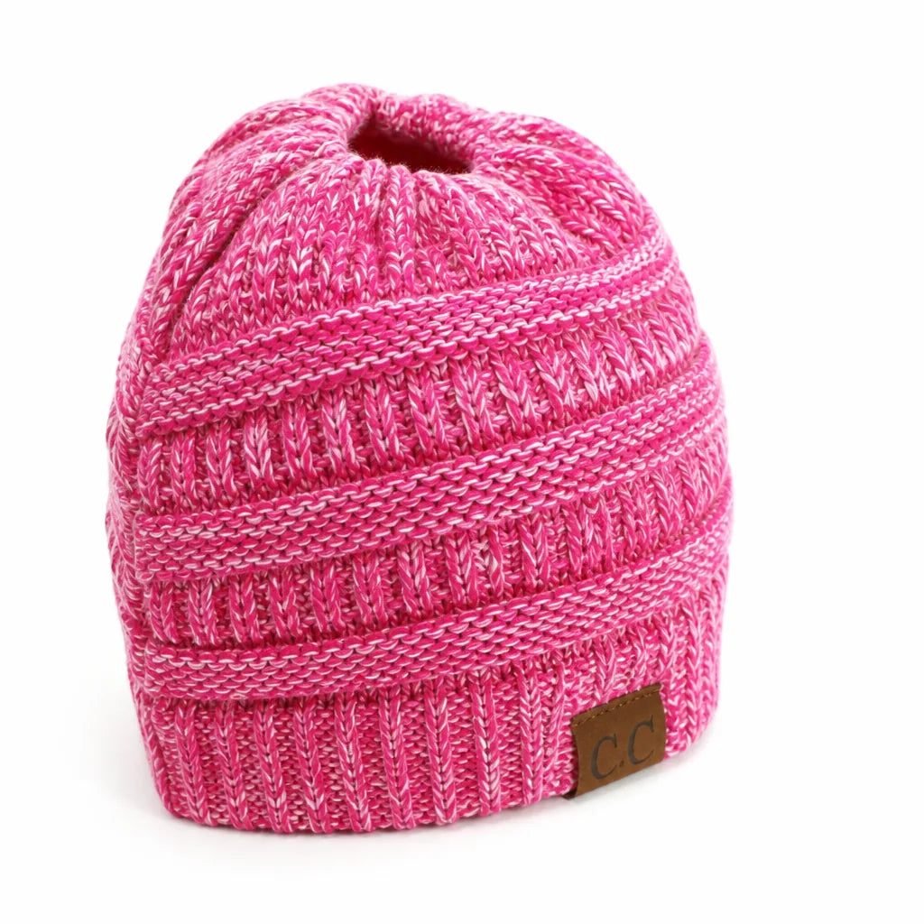 Beanie Ponytail Hole Soft Stretchy Acrylic