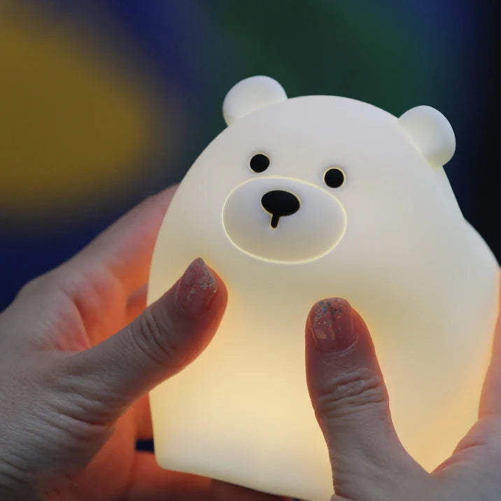 Bear Night Light Warm LED Soft Squeezable Shell