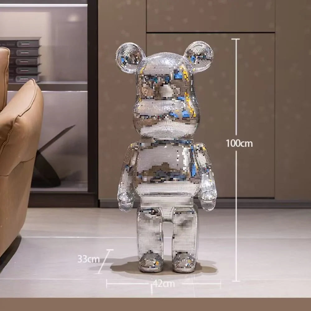 Bear Sculpture Mirrored Finish 31.5-Inch Tall