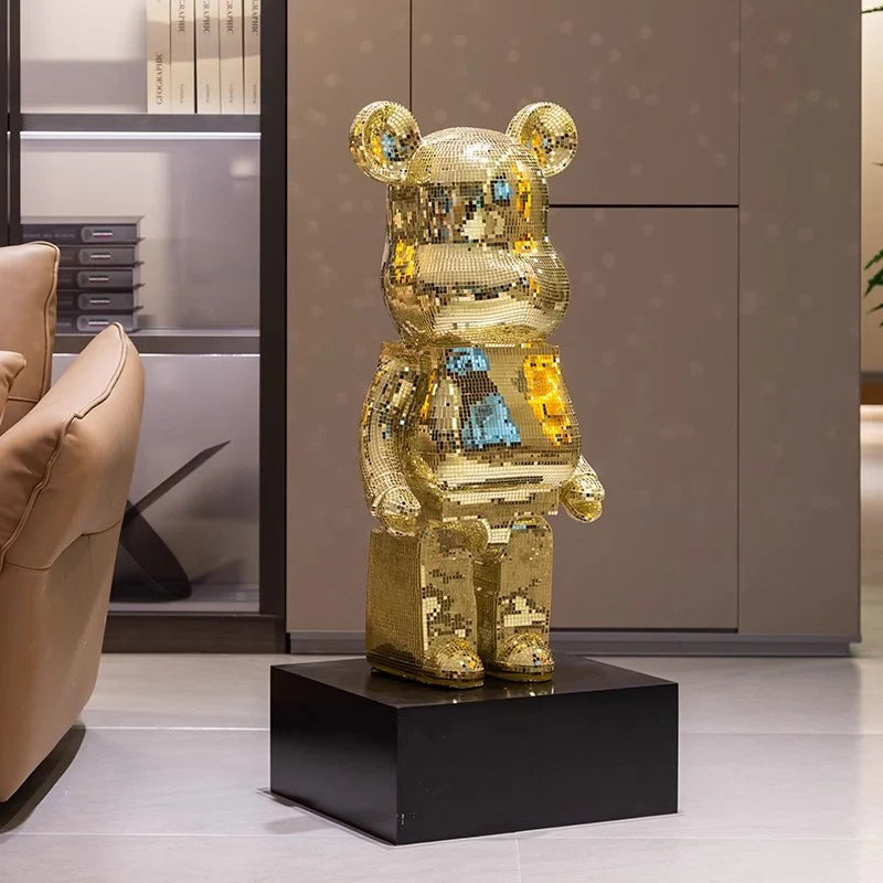 Bear Sculpture Mirrored Finish 31.5-Inch Tall