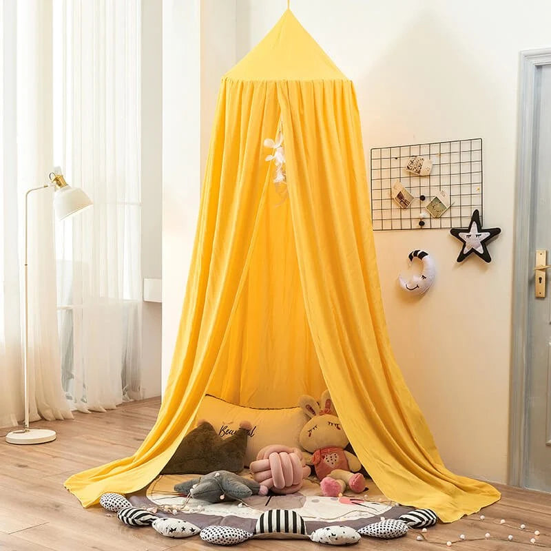 Bed Canopy Breathable Polyester-Cotton Blend Ceiling Mounting Kit Included