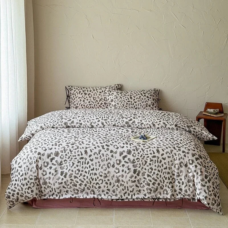 Bed Linen Set Breathable Cotton Delicate Floral 4-Piece