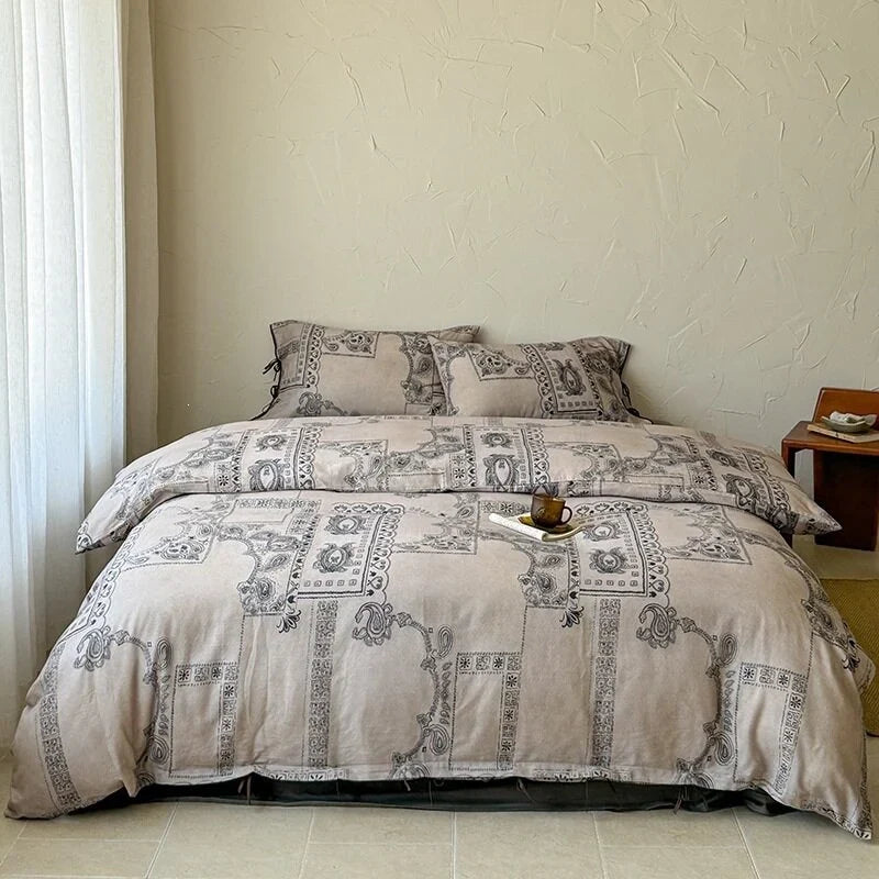 Bed Linen Set Breathable Cotton Delicate Floral 4-Piece