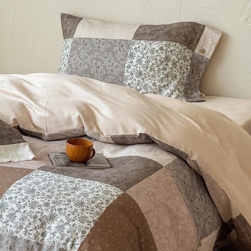 Bed Linen Set Breathable Cotton Delicate Floral 4-Piece