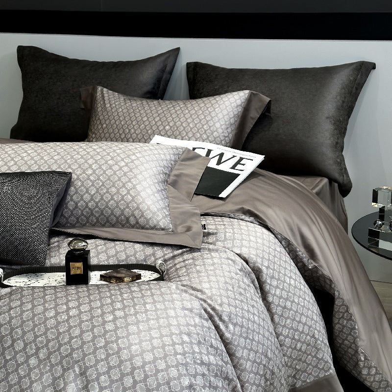 Bed Linen Set Cotton Satin Reversible Jacquard 4-Piece