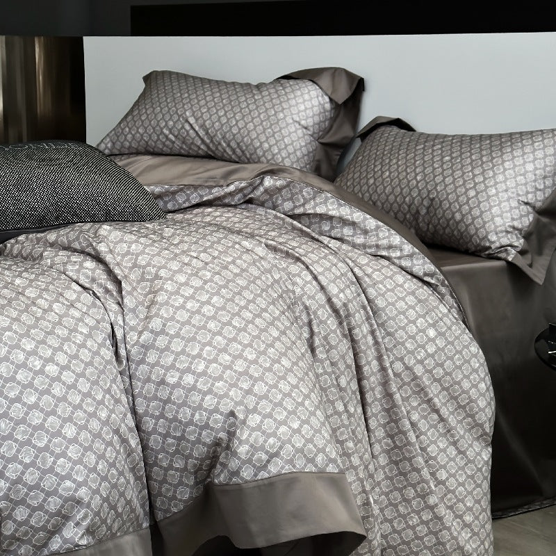 Bed Linen Set Cotton Satin Reversible Jacquard 4-Piece