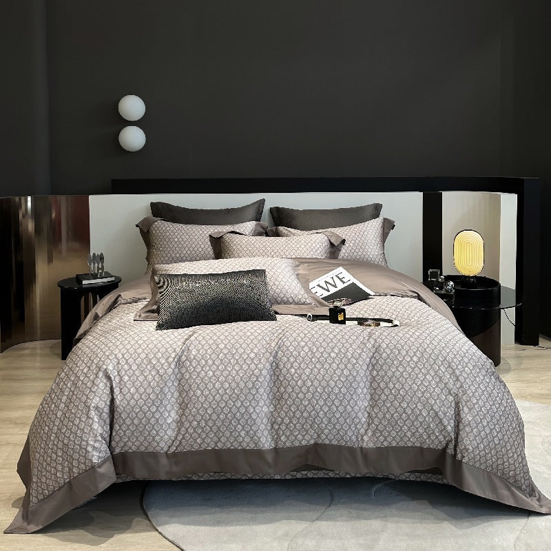 Bed Linen Set Cotton Satin Reversible Jacquard 4-Piece