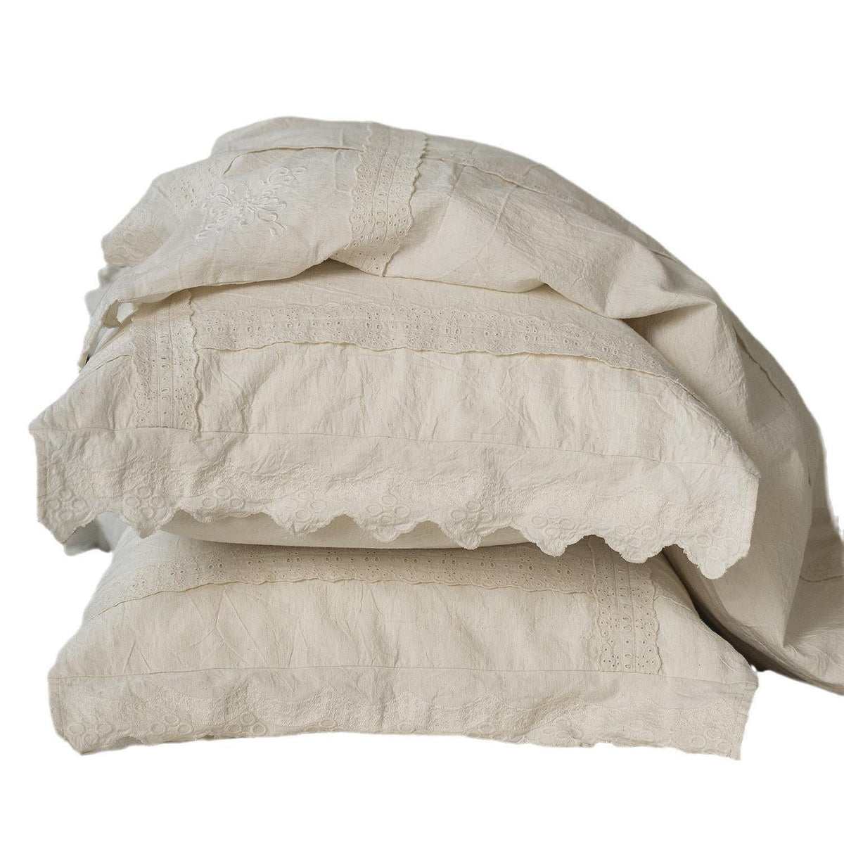 Bed Linen Set Washed Linen Embroidered Lace