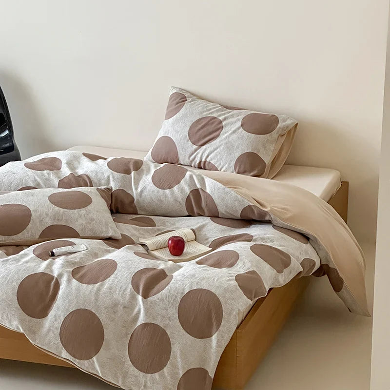 Bed Sheet Set Cotton-Linen Breathable Oversized Polka Dot
