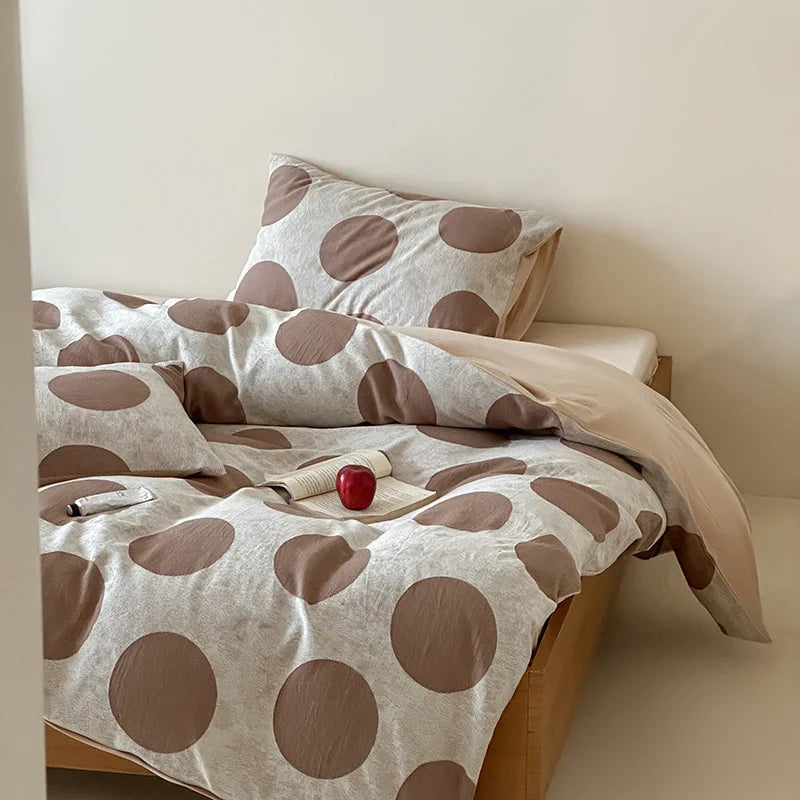 Bed Sheet Set Cotton-Linen Breathable Oversized Polka Dot