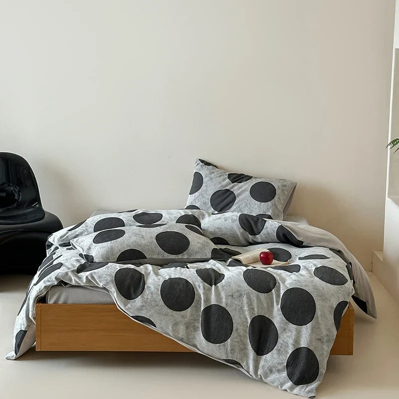Bed Sheet Set Cotton-Linen Breathable Oversized Polka Dot
