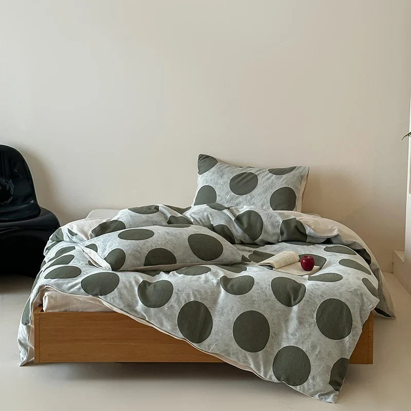 Bed Sheet Set Cotton-Linen Breathable Oversized Polka Dot