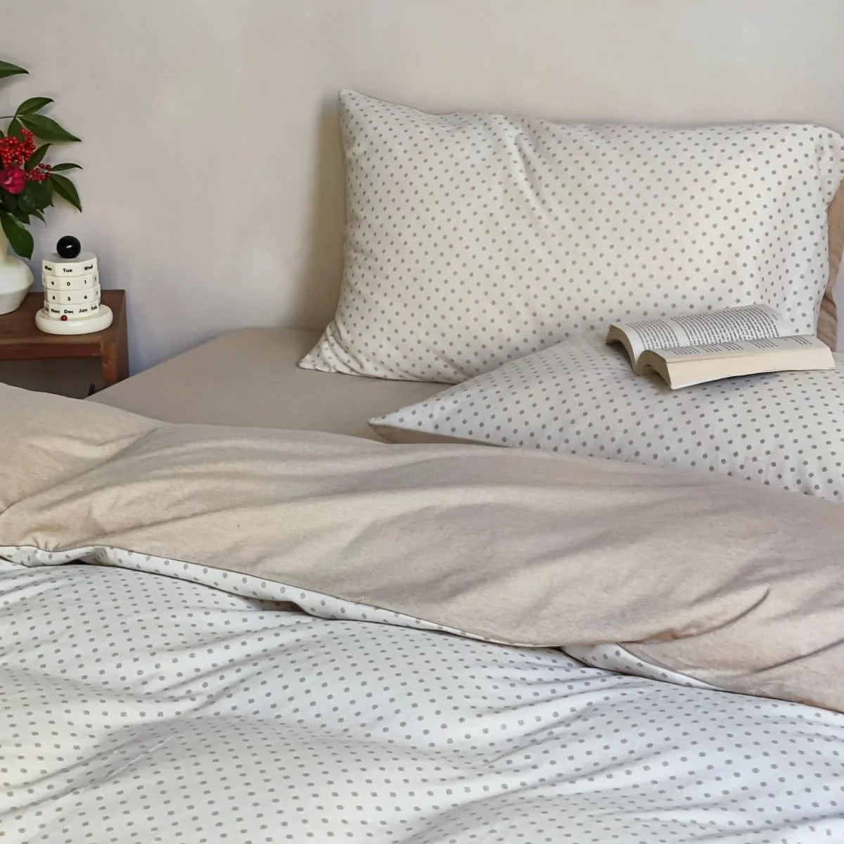 Bedding Set 100% Cotton Breathable Fine Polka Dot