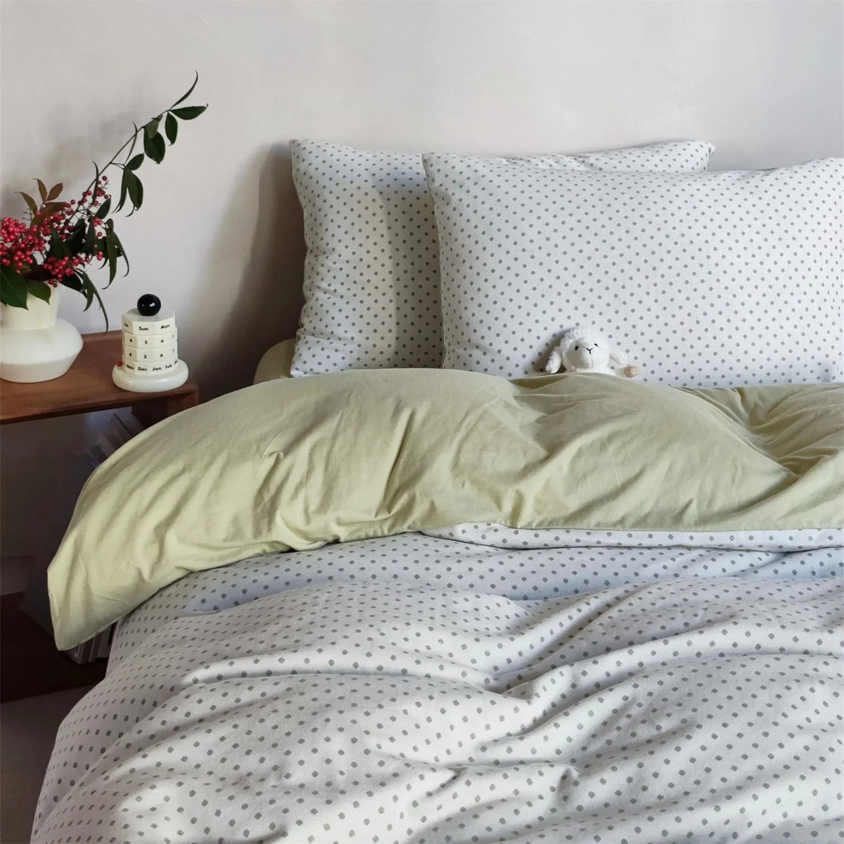 Bedding Set 100% Cotton Breathable Fine Polka Dot