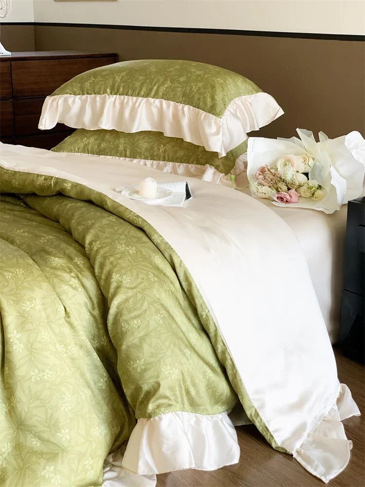 Bedding Set 100% Cotton Percale Floral Jacquard 4-Piece