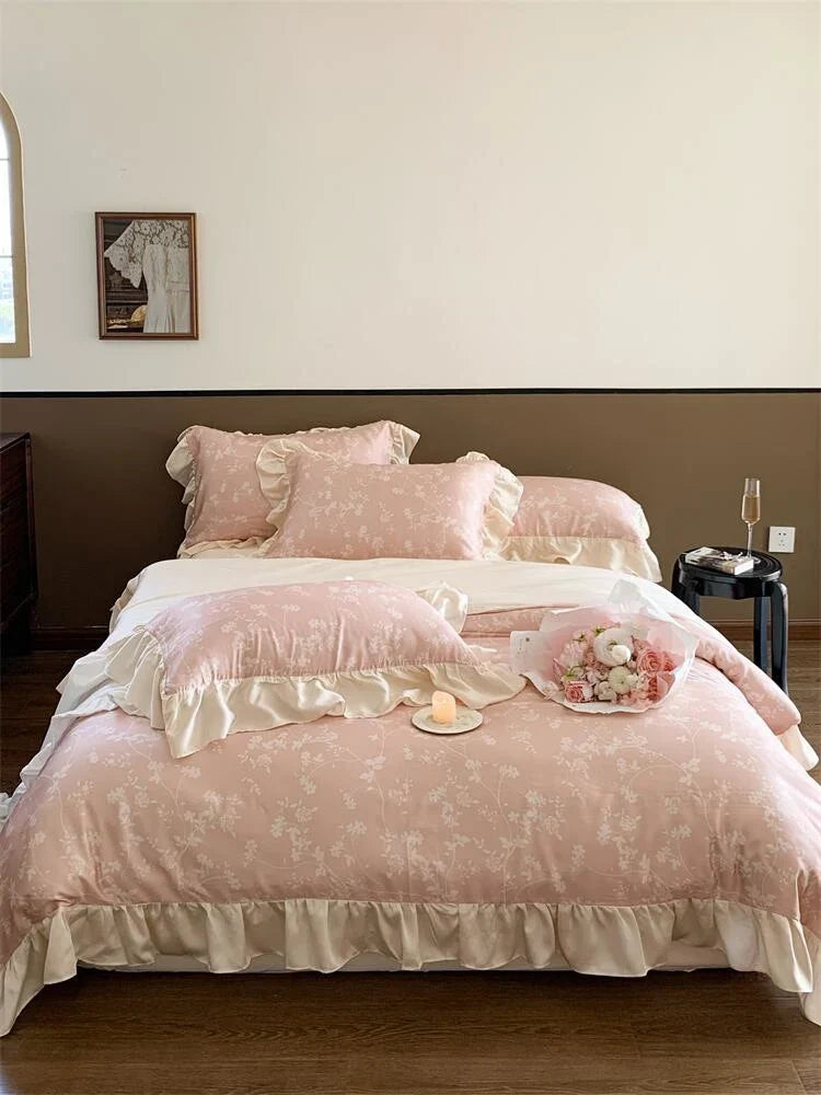 Bedding Set 100% Cotton Percale Floral Jacquard 4-Piece