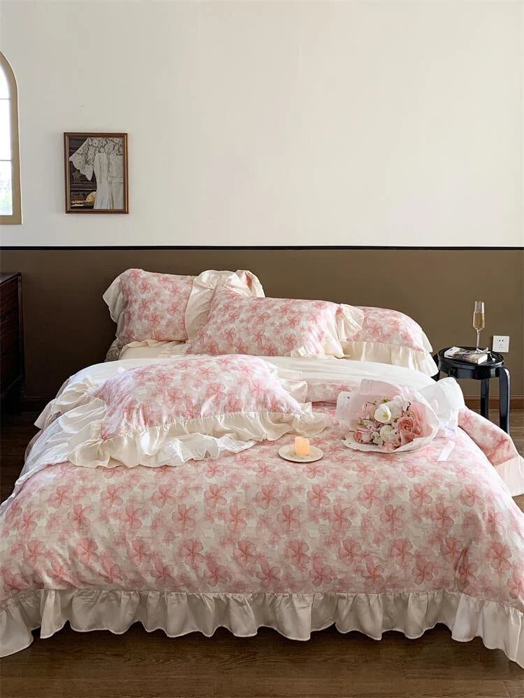 Bedding Set 100% Cotton Percale Floral Jacquard 4-Piece
