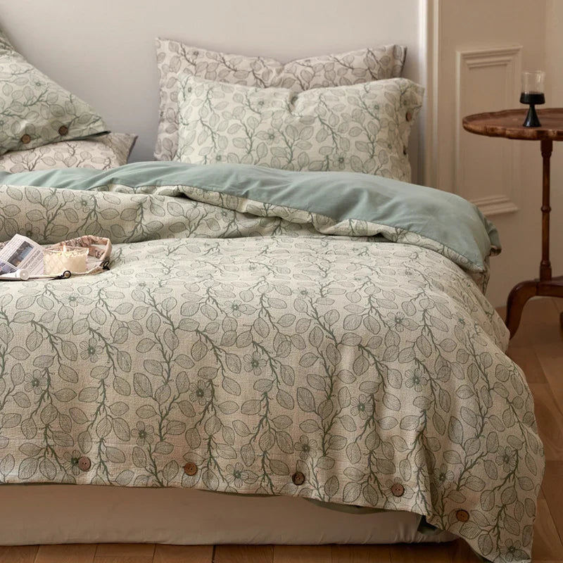 Bedding Set 100% Cotton Percale Floral Woven 4-Piece
