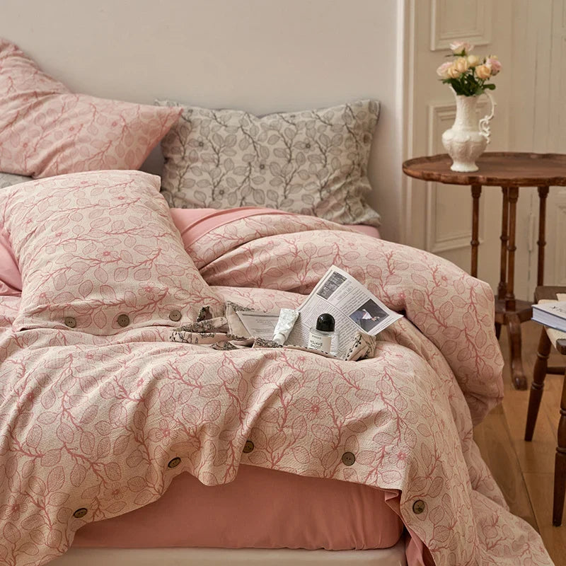 Bedding Set 100% Cotton Percale Floral Woven 4-Piece