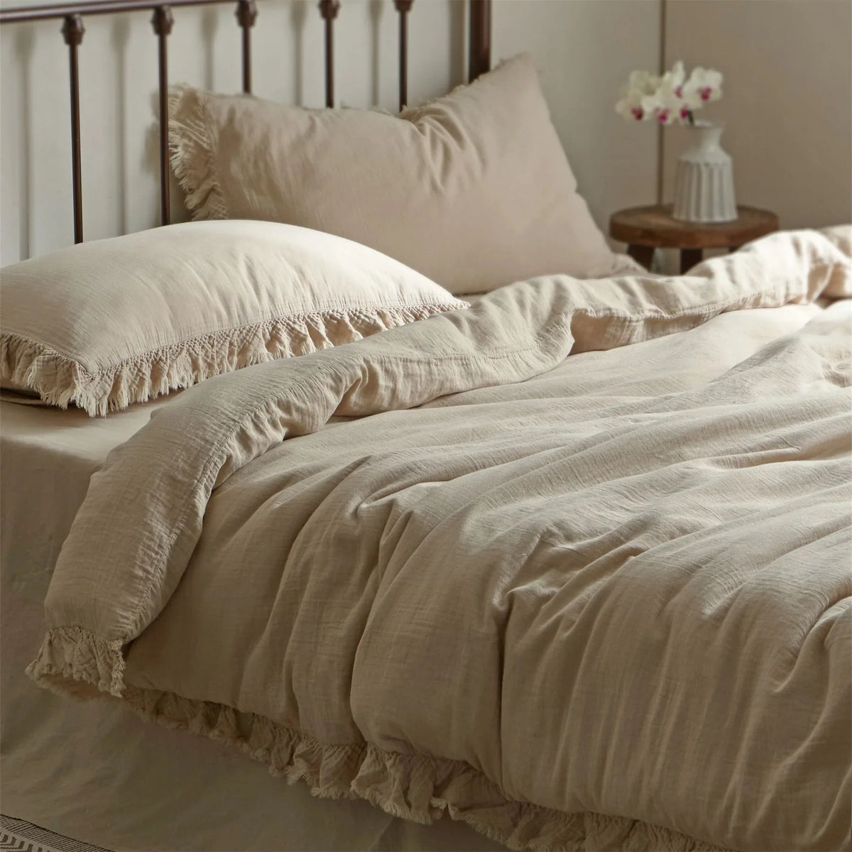 Bedding Set 100% Washed Linen Breathable & Moisture-Regulating 4-Piece
