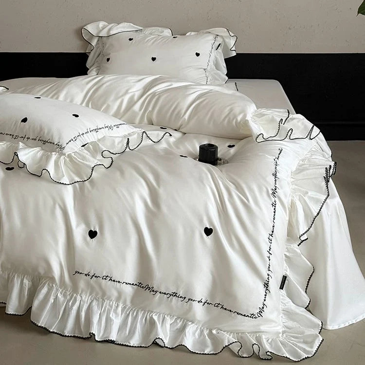 Bedding Set 4-Piece Cotton Satin Temperature-Regulating