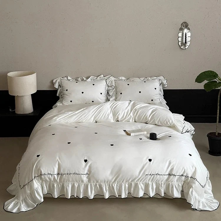 Bedding Set 4-Piece Cotton Satin Temperature-Regulating