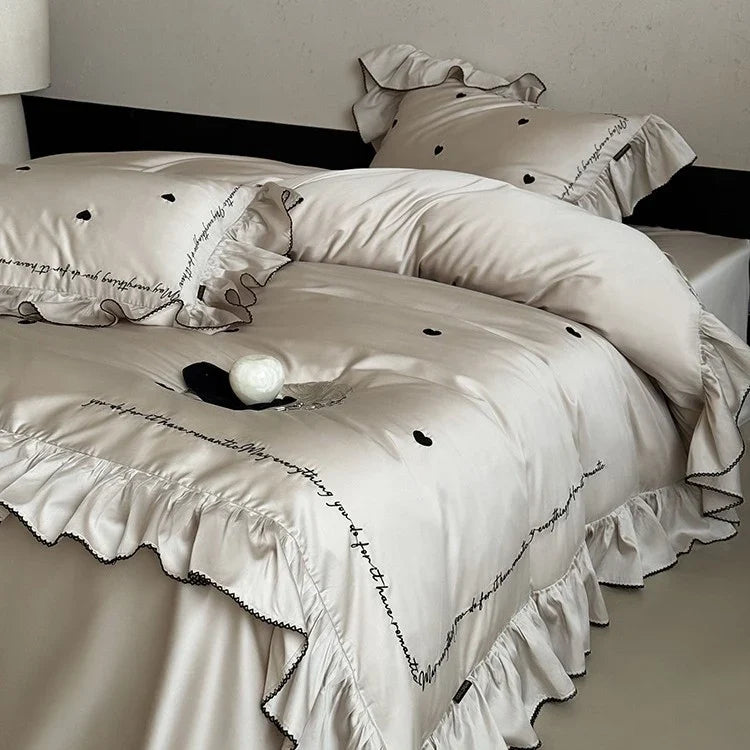 Bedding Set 4-Piece Cotton Satin Temperature-Regulating