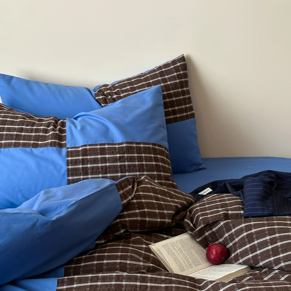 Bedding Set Breathable Cotton Checkered Fits 1.5-2m Beds