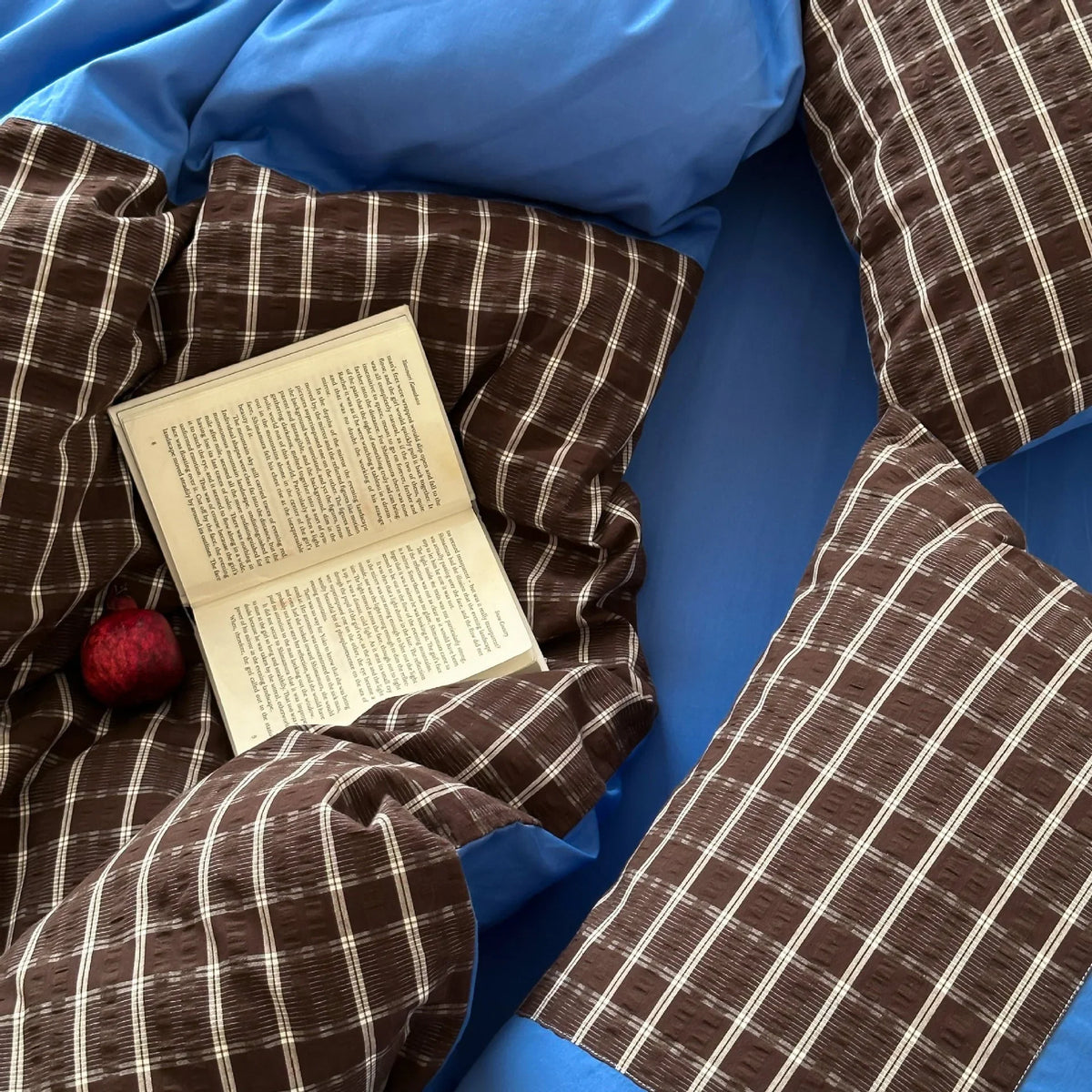 Bedding Set Breathable Cotton Checkered Fits 1.5-2m Beds