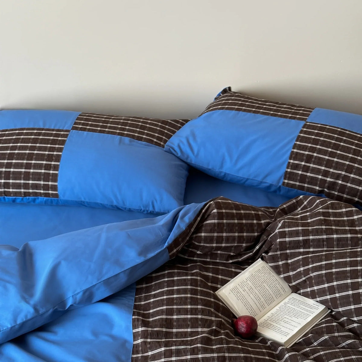 Bedding Set Breathable Cotton Checkered Fits 1.5-2m Beds