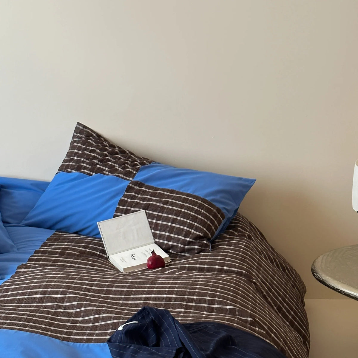 Bedding Set Breathable Cotton Checkered Fits 1.5-2m Beds